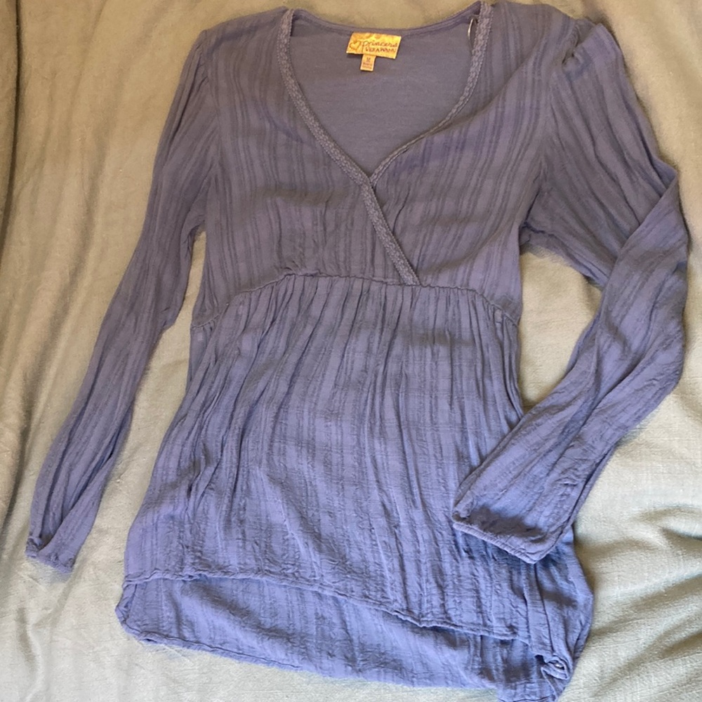 V neck babydoll blue top